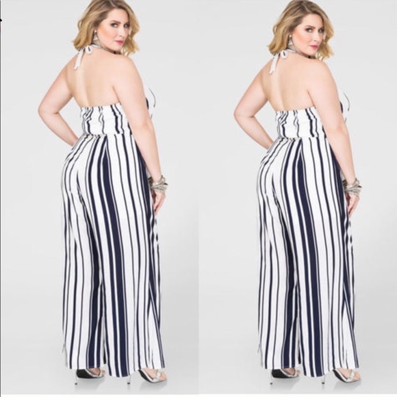 Ashley Stewart HALTER STRIPED JUMPSUIT - Picture 3 of 4